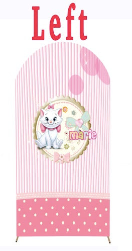 Customize Size Pink Marie Cat Girls Photo Background Cover Arch Theme Background Double Side Elastic Covers