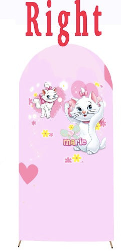 Customize Size Pink Marie Cat Girls Photo Background Cover Arch Theme Background Double Side Elastic Covers