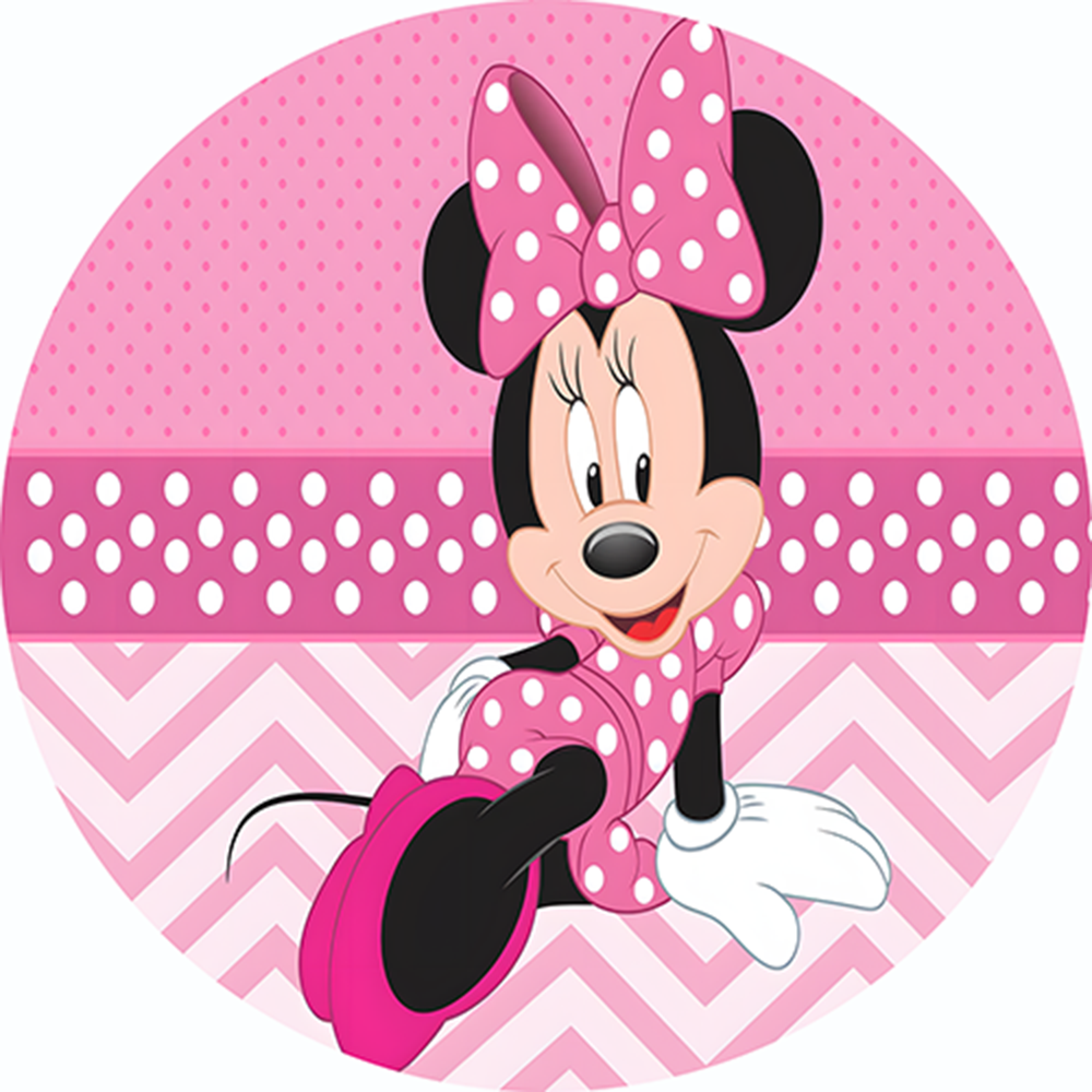 Minnie Mouse Round Backdrop Decoration Pink Girls Birthday Party Cylinder Plinth Covers Mickey Mouse Photo Background
