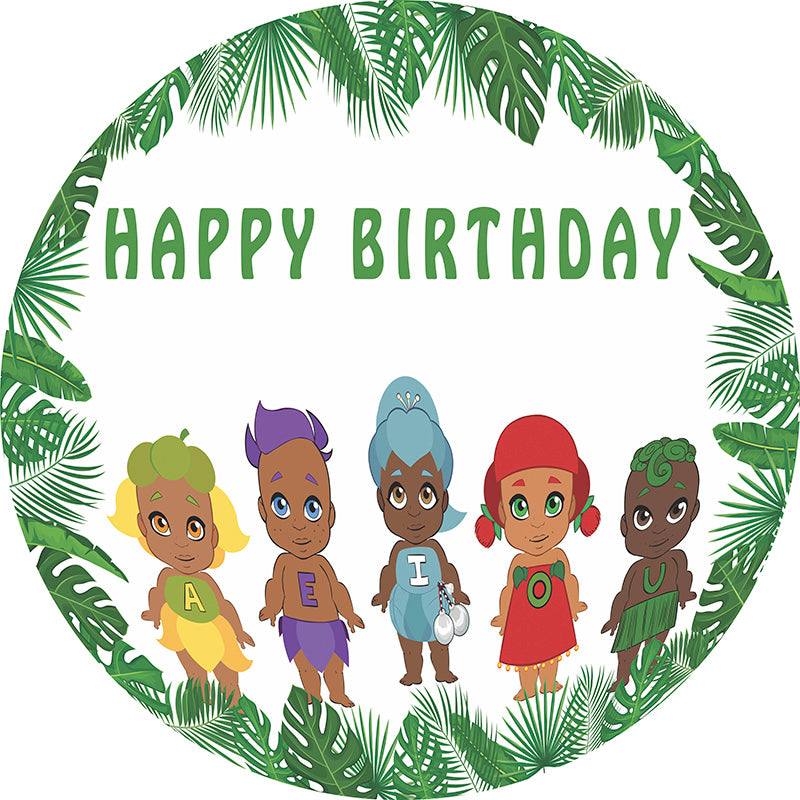 Personalize Name Tākaro Tribe Round Backdrops Kids Party Circle Background Birthday Covers