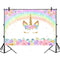 Fondo de unicornio arcoíris, foto de cumpleaños de unicornio dorado, burbuja brillante, Fondo de fotografía Floral de arco iris Pastel