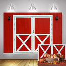 Red Barn Door Photography Backdrop Farm Fall Lunch Western Birthday Background Thanksgiving Harvest Baby Shower Party Photocall