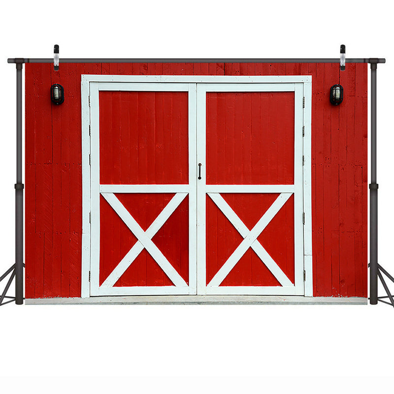 Red Barn Door Photography Backdrop Farm Fall Lunch Western Birthday Background Thanksgiving Harvest Baby Shower Party Photocall