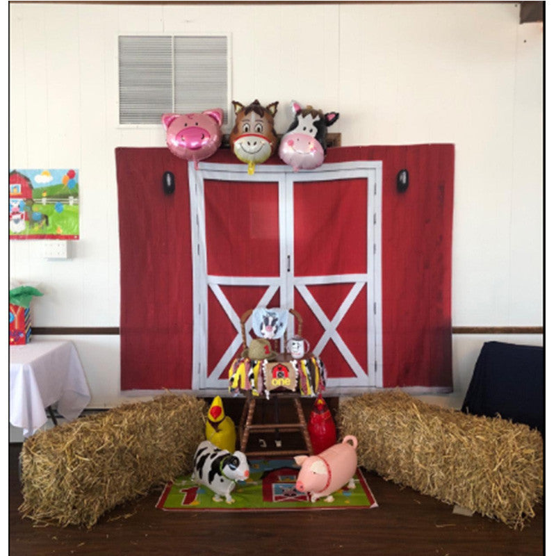 Red Barn Door Photography Backdrop Farm Fall Lunch Western Birthday Background Thanksgiving Harvest Baby Shower Party Photocall