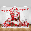 Red Flowers Adult Portrait Backdrop Love Heart Rose Romantic XOXO Kisses Background Valentine's Day Cake Table Photography Props