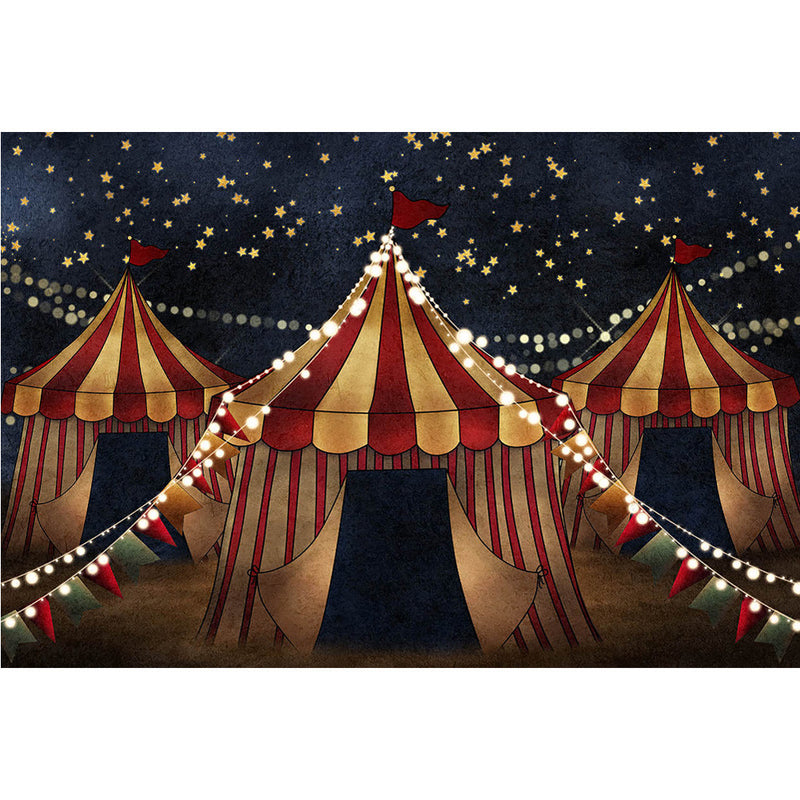 Fondo de fotografía para fiesta de cumpleaños de niños de circo Retro, retrato de circo desgastado para recién nacido, fondo fotográfico con cielo estrellado y noche