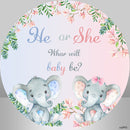 Round Circle Background Baby Shower Gender Reveal Cute Elephant Backdrop Boy Birthday Party Decor