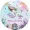 Gâteau d'anniversaire rond en forme de sirène, arrière-plan sous la mer, écailles de poisson arc-en-ciel, cercle de fond, décorations de fête d'anniversaire pour bébé 