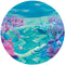 Fondo redondo de sirena para pastel de cumpleaños, fondo de escamas de pez arcoíris bajo el mar, decoraciones para fiesta de cumpleaños de bebé circular 