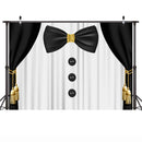Royal Boy Baby Shower Backdrop for Photography Newborn Birthday Party Background Black Curtain Tie Gold Sliver Decor Photo