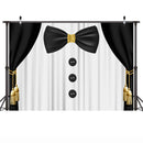 Royal Boy Baby Shower Backdrop for Photography Newborn Birthday Party Background Black Curtain Tie Gold Sliver Decor Photo