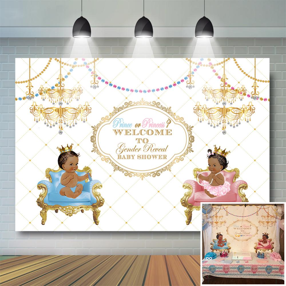 Custom Name Royal Gender Reveal Baby Shower Backdrop Prince or Princess Background Boy or Girl Baby Shower Gender Reveal Party Decor