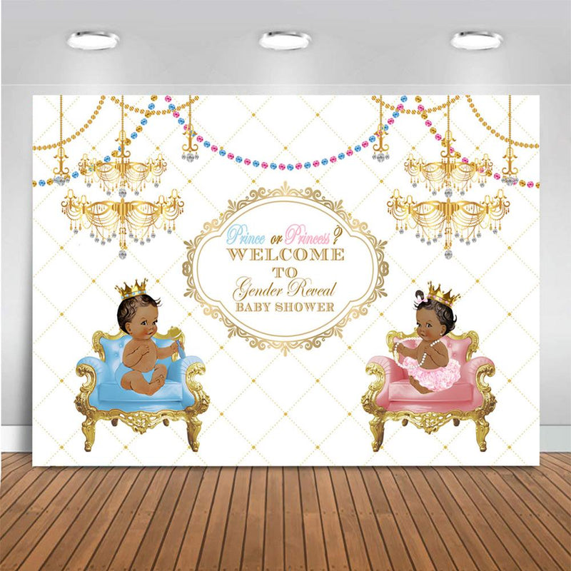 Nom personnalisé Royal Gender Reveal Baby Shower Toile de fond Prince ou Princesse Fond Garçon ou Fille Baby Shower Gender Reveal Party Decor