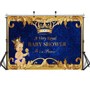 Fondo azul real para Baby Shower, fondo fotográfico de bienvenida del Principito, regalos de 7x5 pies y fondos de corona dorada para bautismo