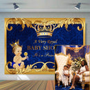 Fondo azul real para Baby Shower, fondo fotográfico de bienvenida del Principito, regalos de 7x5 pies y fondos de corona dorada para bautismo