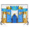Fondo de fotografía de 1er cumpleaños del Castillo Azul del príncipe real, decoración para fiesta de bienvenida de bebé, telón de fondo