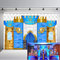 Arrière-plan de photographie de château bleu Prince Royal, arrière-plan de photographie de 1er anniversaire de garçon, décoration de fête prénatale pour premier anniversaire, bannière de décoration