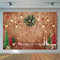 Joyeux Noël toile de fond pour enfants enfants Portrait photographie brique cheminée Photo fond bois mur ours jouet cheval de troie