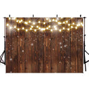 Rustic Wood Photography Backdrop Shinning Lights Vintage Wooden Backdrops Wedding Birthday Baby Shower Bridal Shower Background