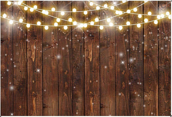 Rustic Wood Photography Backdrop Shinning Lights Vintage Wooden Backdrops Wedding Birthday Baby Shower Bridal Shower Background