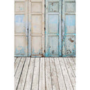 Vintage Door Photography Backdrops Light Blue Wooden Board Floor Photo Background for Photo Studio Photographic Props