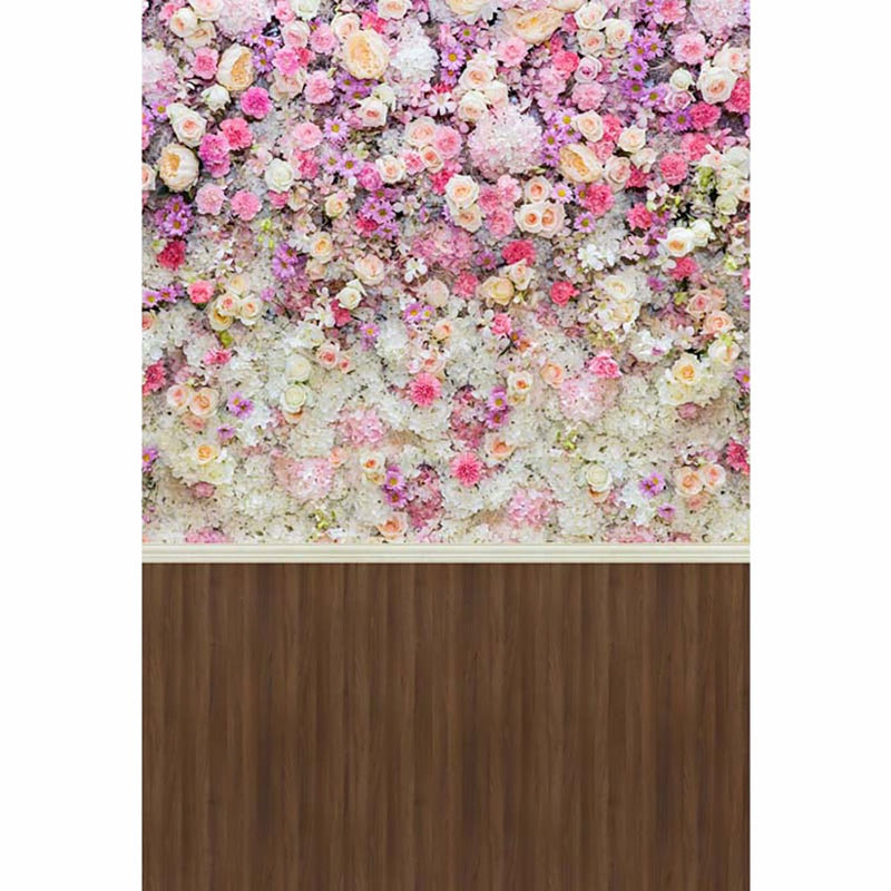 Flowers Backdrop for Photography Girls Photographic Backgrounds Birthday Wood Floor Photo Props