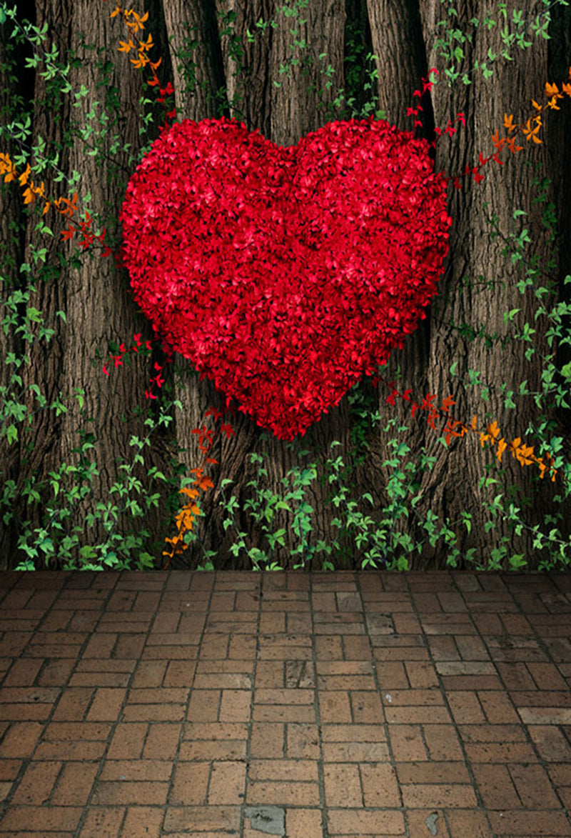 Customize Valentine Party Photography Backdrops Brick Photo Props Big Red Heart Valentine's Day Background Photo Studio
