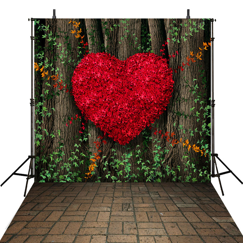 Customize Valentine Party Photography Backdrops Brick Photo Props Big Red Heart Valentine's Day Background Photo Studio