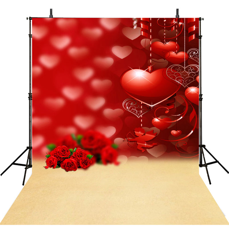 Valentine Party Photography Backdrops Red Rose Flowers Photo Props Bokeh Love Heart Valentine's Day Background Photo Studio