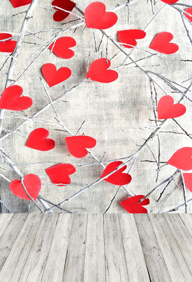 Valentine Party Photography Backdrops Wood Floor Photo Props Baby Shower Red Heart Valentine's Day Background Photo Studio