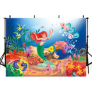 Ariel Mermaid photography Background Underwater Theme Little Mermaid Birthday Party Baby Shower Castle Corals balloon Ariel Princess Cartoon Decor Backdrop Photo Studio