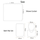 Maple Leaf Print Shower Curtain Set Bathroom Bathing Screen Anti-slip Toilet Lid Cover Carpet Rugs Home Decor