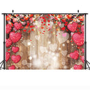 Valentine's Day Wood Red Love Heart Backdrops Photography Mother's Party Background Wedding Bridal Shower Photo Booth Studio