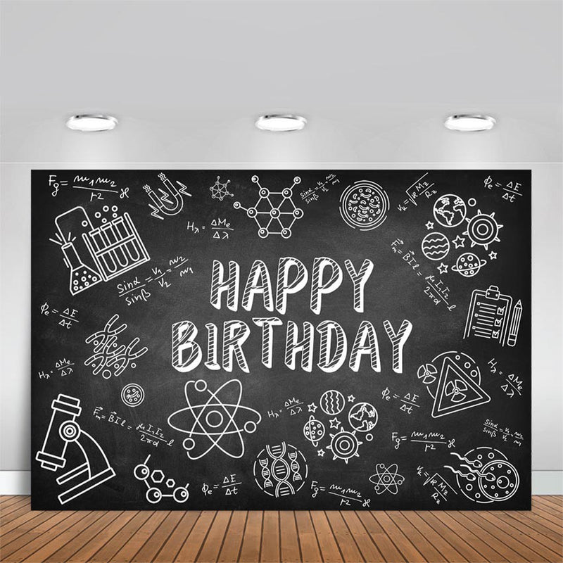 Science Theme Party Backdrop The Scientist Laboratory Blackboard Photo Background Happy Birthday Decoration