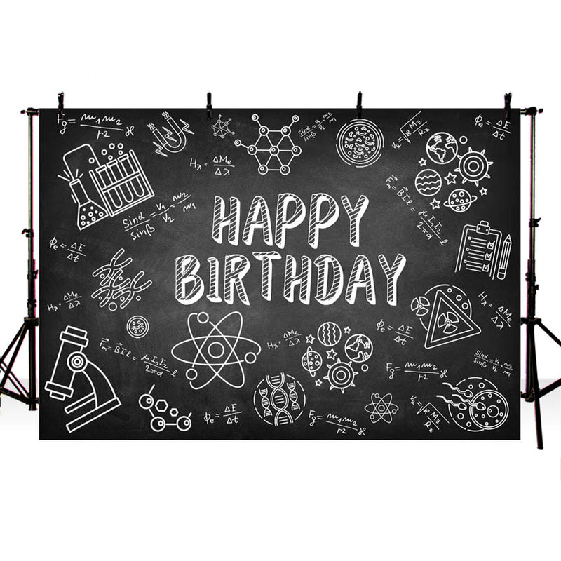 Science Theme Party Backdrop The Scientist Laboratory Blackboard Photo Background Happy Birthday Decoration