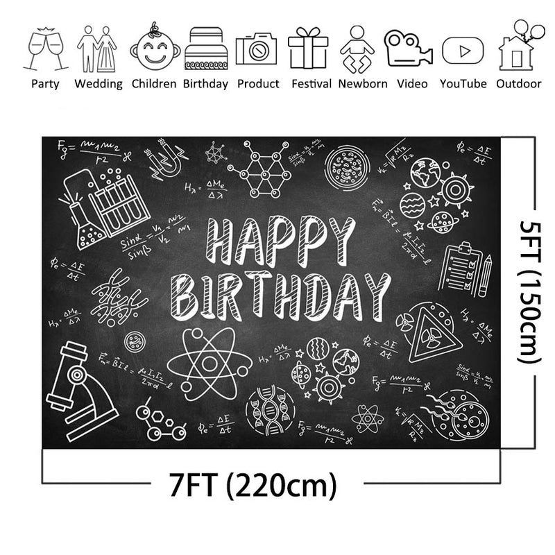 Science Theme Party Backdrop The Scientist Laboratory Blackboard Photo Background Happy Birthday Decoration