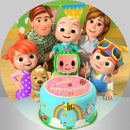 Fondo redondo personalizado para fiesta de melón, fondo circular para niño, foto de 1er cumpleaños, cubiertas de pedestal cilíndricas 
