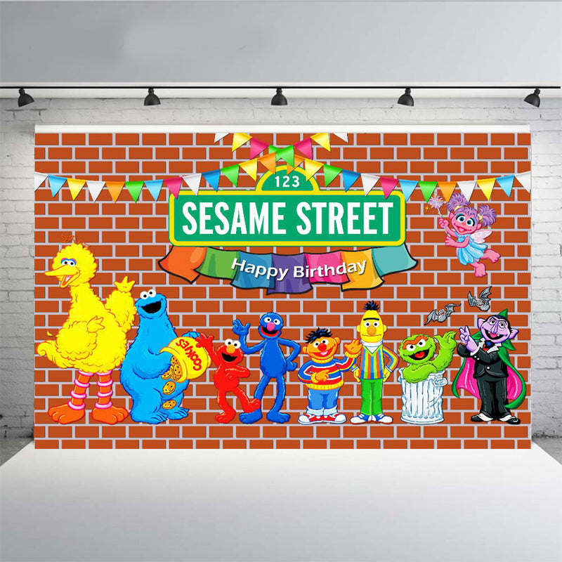 Customize Happy Birthday Brick Wall Street Photo Backdrops Boy Girl 1st 2nd 3rd Birthday Party Photography Backgrounds Baby Shower Dessert Cake Table Decor