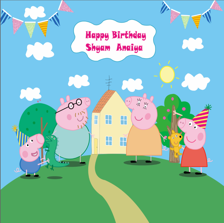 Customize Name Pig Photography Backdrops Cartoon Backdrop For Photography Vinyl Photo Backdrops Kids Background For Photo Studio