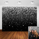 Sliver Bokeh Spots Backdrop Silver Black Birthday Decoration Graduation Wedding Party Events Glitter Dots Photo Booth Background