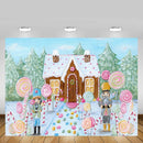 Winter Snow Forest Backdrop Wood Candy House Lollipop Baby Shower Portrait Photography Background Photo Studio Props