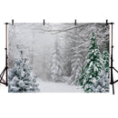 Toile de fond de scène de forêt de neige pour la photographie, arrière-plan de forêt de pins pour Studio Photo de nouveau-né