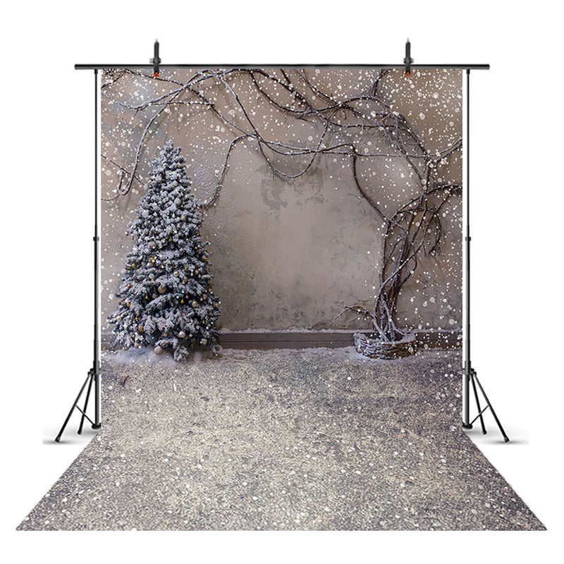 Toile de fond de Portrait de neige pour la photographie, fond de flocon de neige pour studio photo, arbre de noël, séance photo, fondos navideños