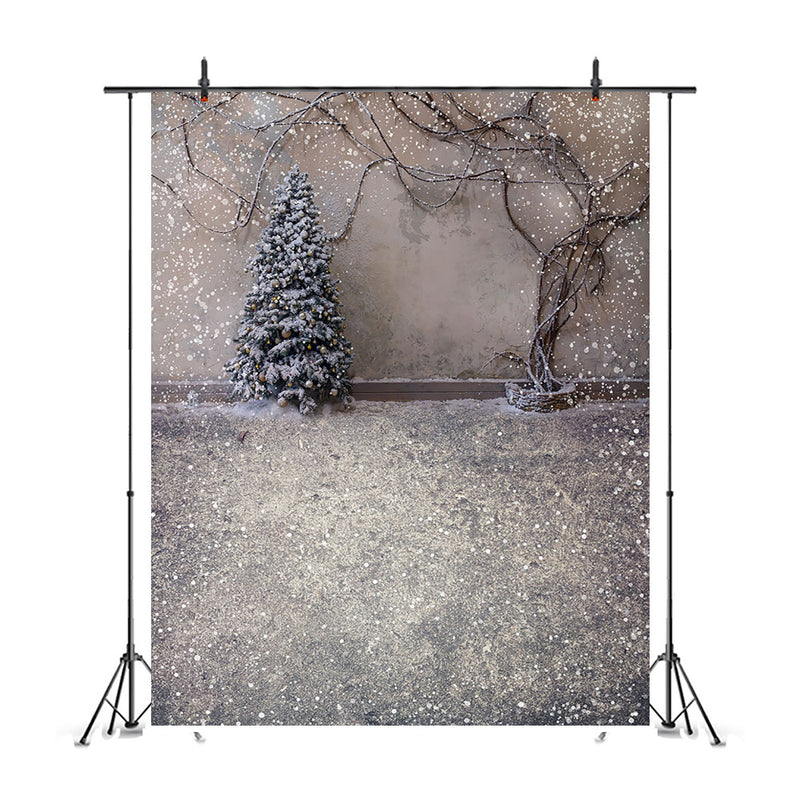 Toile de fond de Portrait de neige pour la photographie, fond de flocon de neige pour studio photo, arbre de noël, séance photo, fondos navideños