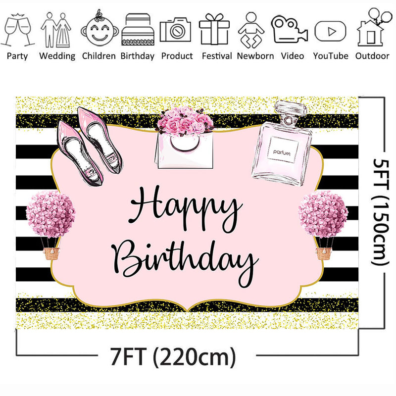 Spa Party Backdrop for Photography Happy Birthday Theme Background for Photo Studio Girl Party Decoration Supplies Vinyl Cloth