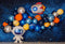 Ballon de l'espace pour photographie, fusée d'astronaute, astrologie, planète, fête prénatale, anniversaire, arrière-plan Photo, Studio Photo