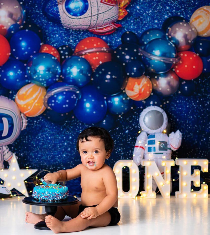 Ballon de l'espace pour photographie, fusée d'astronaute, astrologie, planète, fête prénatale, anniversaire, arrière-plan Photo, Studio Photo