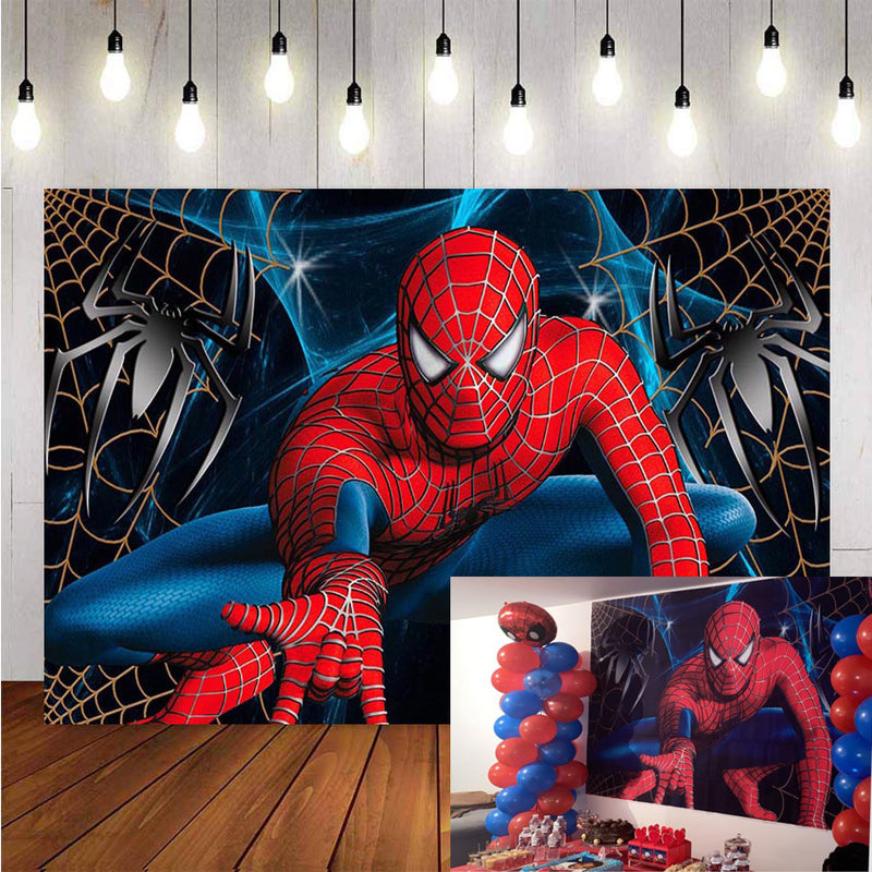 Spiderman Photography Backdrop Superman Boy Children Birthday Party Background Banner Photo Studio Backdrop Photo Prop