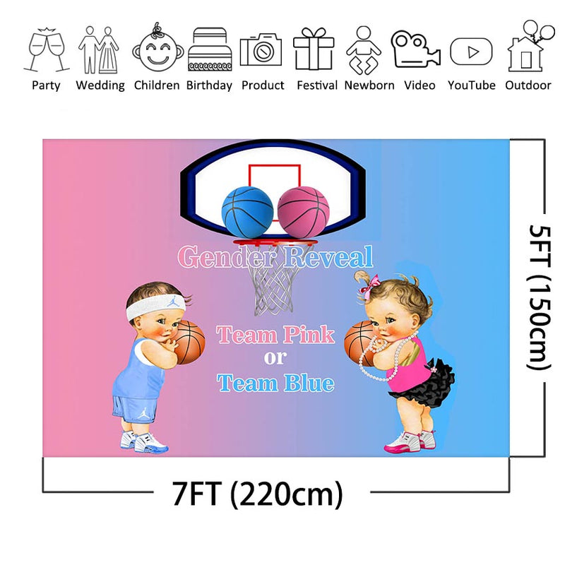 Décoration de fête sur le thème du sport, révélation du genre, arrière-plan pour jumeaux, basket-ball, garçon et fille, rose et bleu, fournitures de fête pour Photo