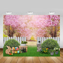 Spring Easter Bunny Photography Background Garden Fresh Flowers Green Grass Newborn Baby Photocall Birthday Portrait Background